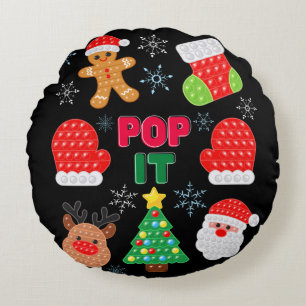 Kids Pop It Christmas Bubble Santa Reindeer   Round Cushion