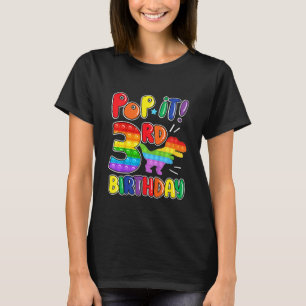 Kids Pop It Dinosaur Happy 3rd Dino Birthday Three T-Shirt