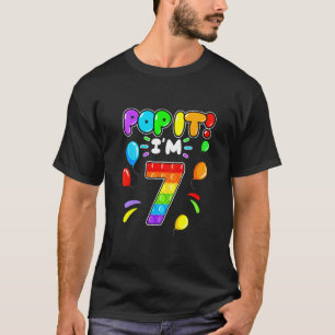 Kids Pop It Happy Birthday 7 Years Birthday 7th Bi T-Shirt