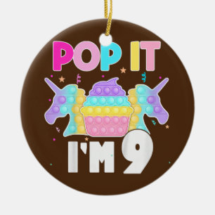 Kids Pop It I'm 9 Years Old Boy Girl 9th Birthday Ceramic Ornament