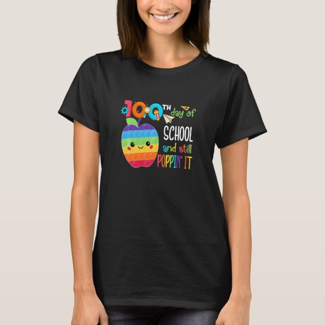 Kids Poppin' My Way Through 100 Days Of School Big T-Shirt (Front)
