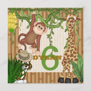 Kids POPULAR Jungle 6th Birthday  Invitation