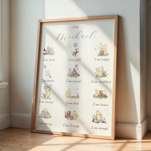 Kids Positive Affirmation Winnie the Pooh Themed Poster (Kids Affirmation Winnie The Pooh Poster)