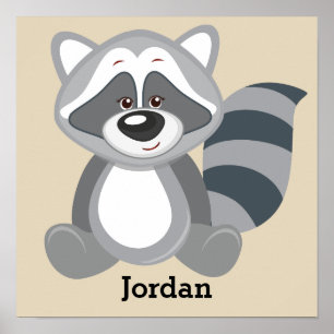 Kid's Poster Cute Woodland Racoon