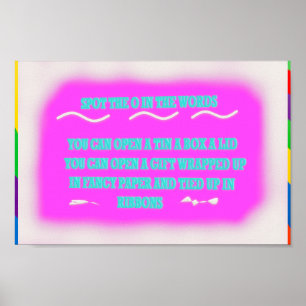KIDS POSTER TYPE DESIGN PINK WITH WORDS