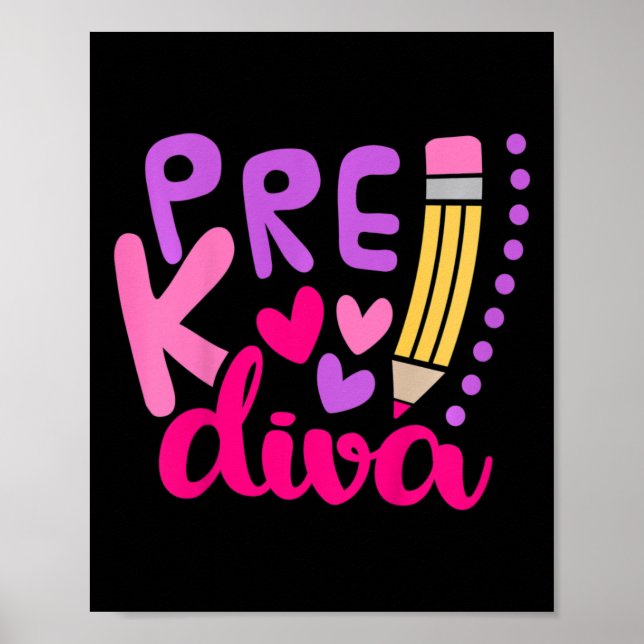 Kids Pre-K Diva  Back To School Poster (Front)