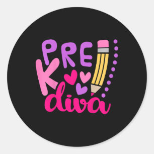 Kids Pre-k Diva Classic Round Sticker