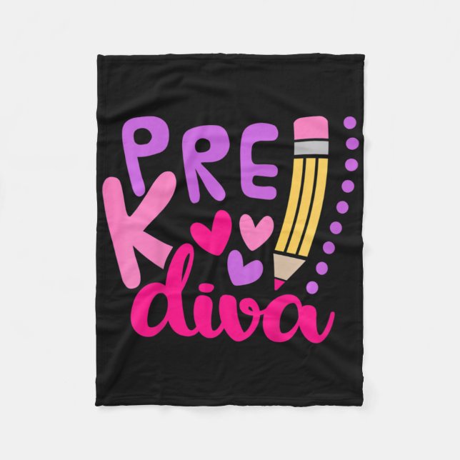Kids Pre-k Diva  Fleece Blanket (Front)