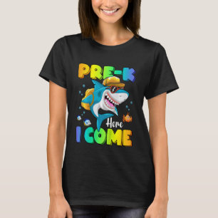 Kids Pre K Here I Come  Shark Backpack Back To Sch T-Shirt