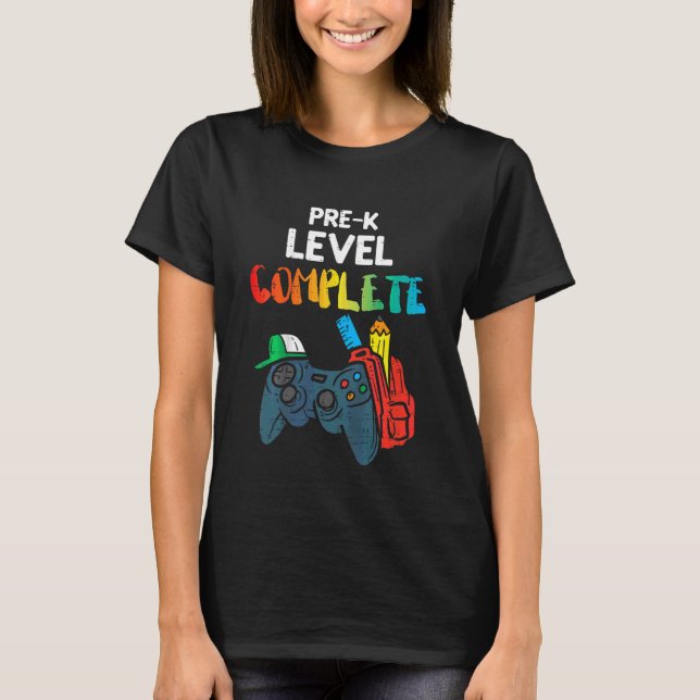 Kids Pre K Level Complete Game Controller Last Day T-Shirt (Front)