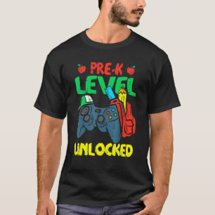 Kids Pre K Level Unlocked Video Game First Day Of  T-Shirt