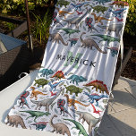 Kids Prehistoric Dinosaur Monogram Beach Towel<br><div class="desc">For kids who can't get enough of the prehistoric age, a kids' dinosaur beach towel is the perfect way to make beach days even more special. Featuring colourful dinosaurs of all shapes, sizes, and species, these beach towels give children the chance to express their love of dinosaurs while staying dry...</div>