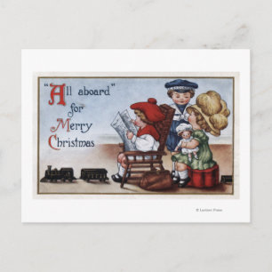 Kids Pretending to be in a Train Postcard
