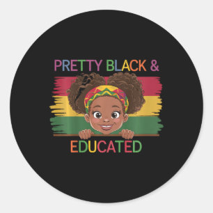 Kids Pretty Black And Educated I Am The Strong Afr Classic Round Sticker