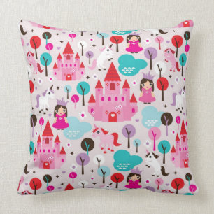 kids princess castle and unicorn cushion