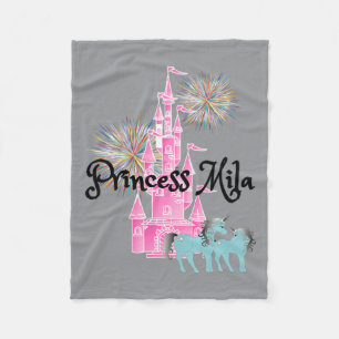 Kids Princess Mila Name Girls Personalised Custom Fleece Blanket