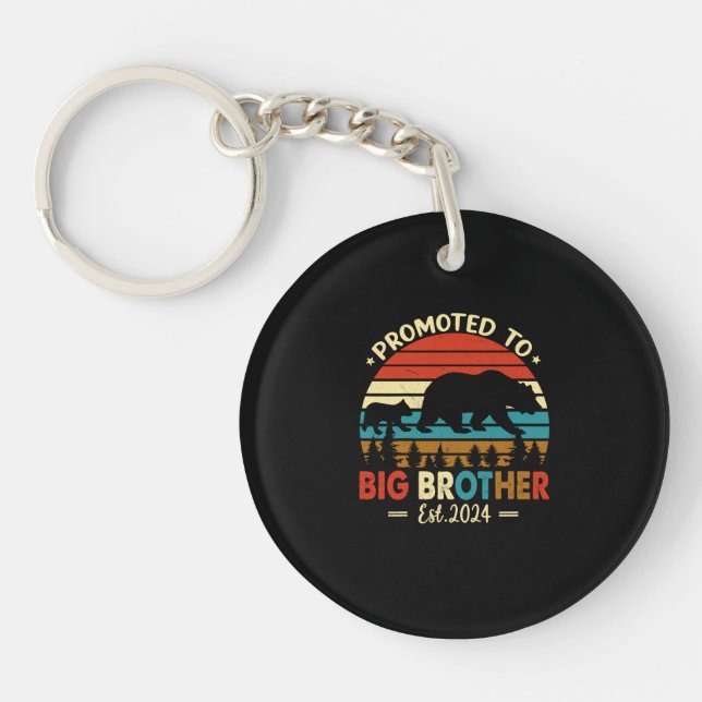 Kids Promoted to Big Brother Est 2024 Pregnancy Key Ring (Front)