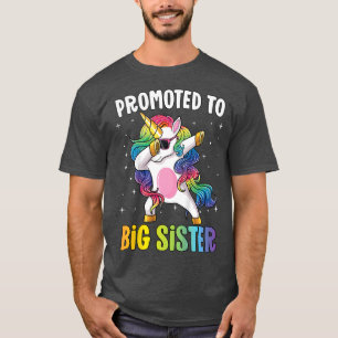 Kids Promoted to Big Sister Girls Dabbing Unicorn T-Shirt
