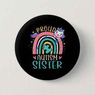 Kids Proud Autism Sister Awareness Cute Unicorn Ra 6 Cm Round Badge