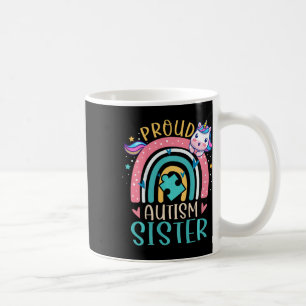 Kids Proud Autism Sister Awareness Cute Unicorn Ra Coffee Mug