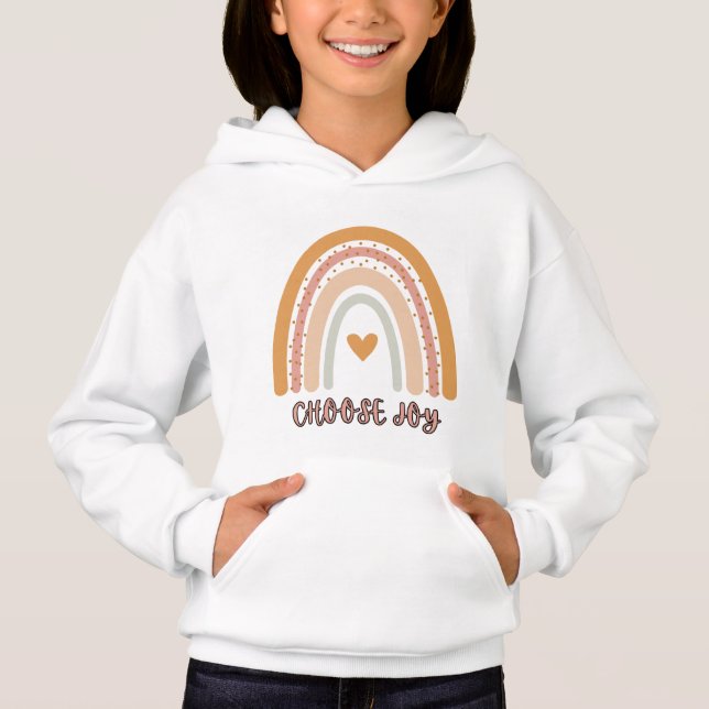 Kids’ Pullover Hoodie – Boho Rainbow “Choose Joy”  (Front)