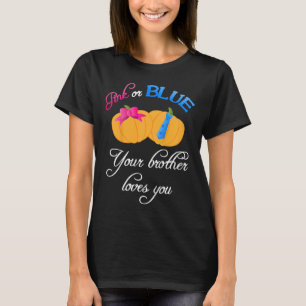 Kids Pumpkin Gender Reveal Your Brother Loves You T-Shirt