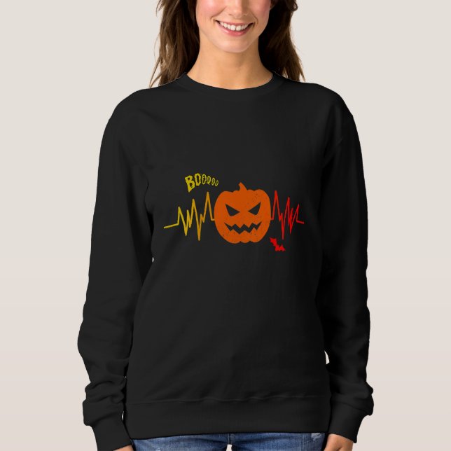 Kids Pumpkin Heartbeat Halloween  Pumpkin   Party Sweatshirt (Front)