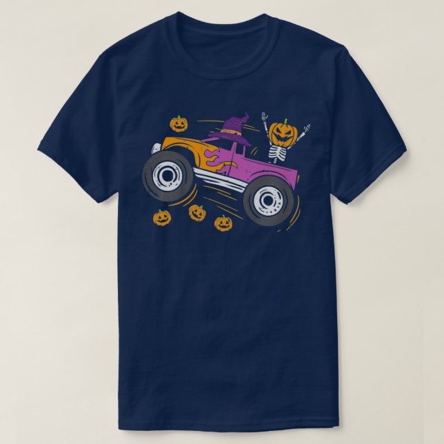 Kids Pumpkin Monster Truck Toddler Baby Boys Hallo T-Shirt (Design Front)