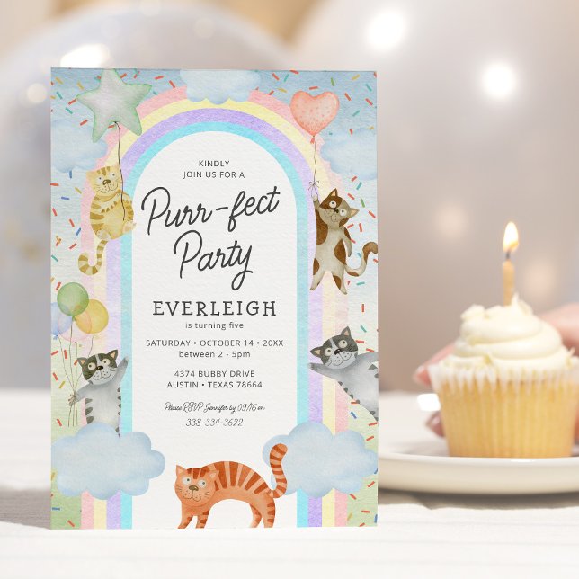 Kids Purfect Cats Birthday Invitation (Creator Uploaded)