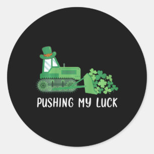 Kids Pushing My Luck Construction Truck Boys St Pa Classic Round Sticker