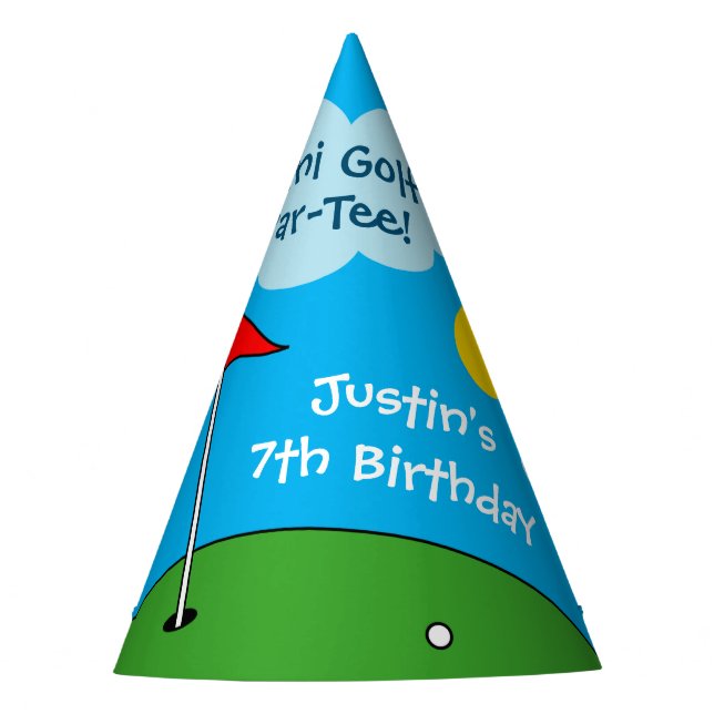 Kid's putt putt mini golf sports Birthday party Party Hat (Front)