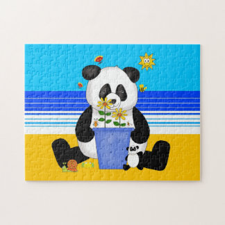 Kids Puzzle Panda At The Beach