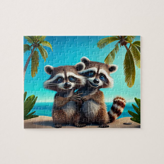 Kids Raccoons Jigsaw Puzzle - Tropical (Horizontal)