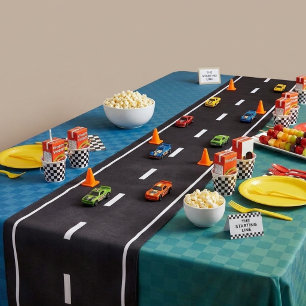 Kids Race Car Track Party Road Long Table Runner