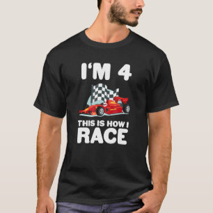 Kids Racing Car 4th Birthday 4 Four Toddler Formul T-Shirt