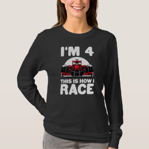 Kids Racing Car 4th Birthday 4 Four Toddler Formul T-Shirt