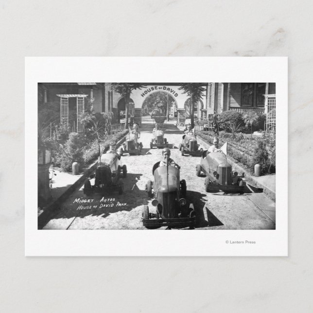 Kids Racing in Miniature Cars Postcard (Front)