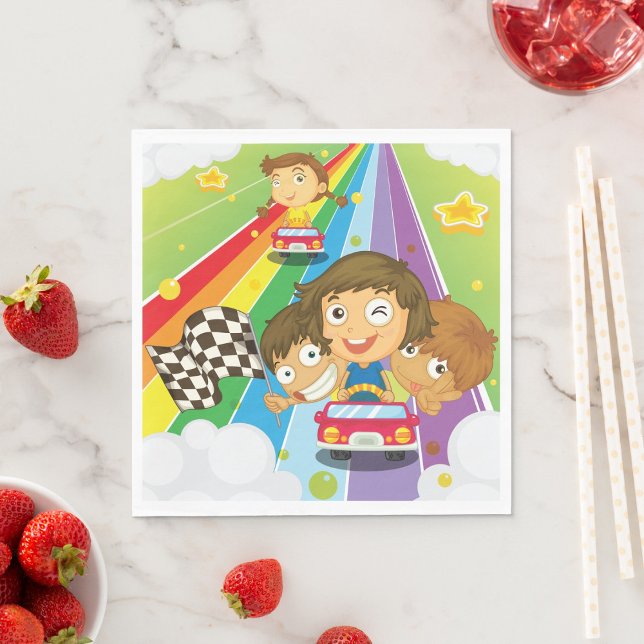 Kids Racing On A Rainbow Napkins (Creator Uploaded)
