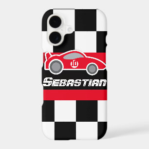 Kids racing red sports car named iphone case
