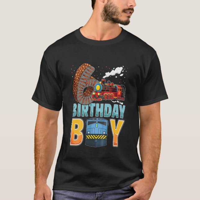 Kids Railroad 6Th Birthday Train Boys 6 Years Old T-Shirt (Front)