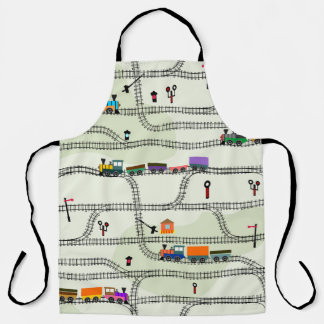 Kids Railway: Funny Seamless Pattern Apron