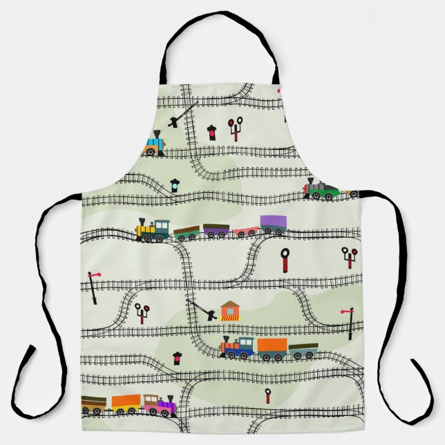 Kids Railway: Funny Seamless Pattern Apron (Front)