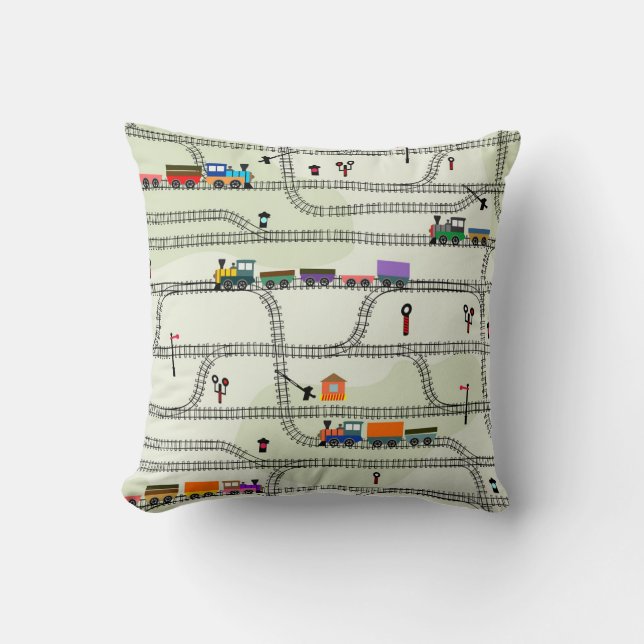 Kids Railway: Funny Seamless Pattern Cushion (Front)