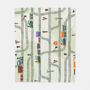Kids Railway: Funny Seamless Pattern Fleece Blanket