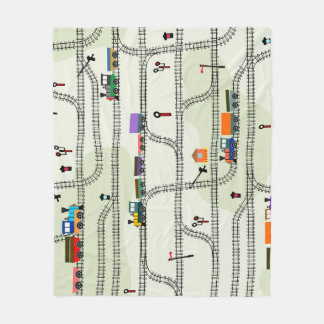 Kids Railway: Funny Seamless Pattern Fleece Blanket