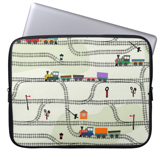 Kids Railway: Funny Seamless Pattern Laptop Sleeve (Front)