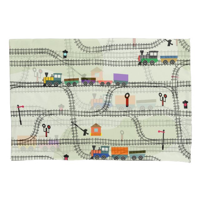Kids Railway: Funny Seamless Pattern Pillowcase (Front)