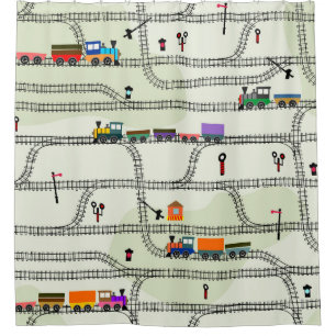 Kids Railway: Funny Seamless Pattern Shower Curtain