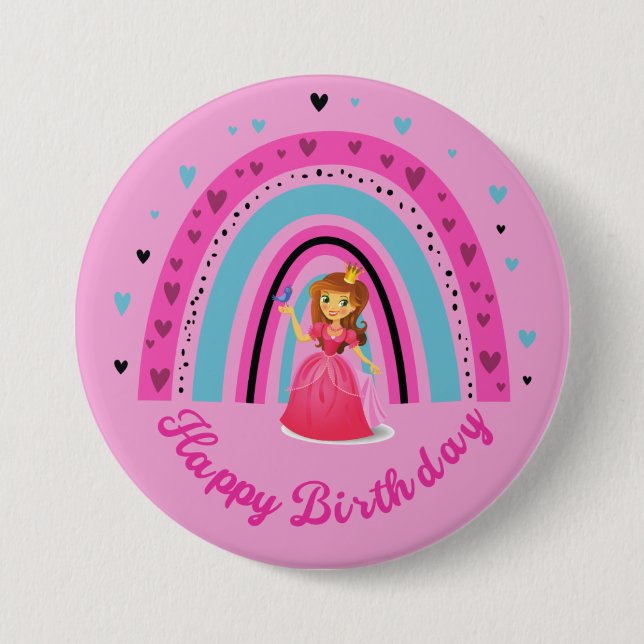 Kids rainbow birthday  button (Front)