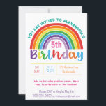 Kids Rainbow Birthday Party Colourful Pretty Girls Invitation<br><div class="desc">Kids Rainbow Birthday Party Colourful Pretty Girls Invitation. You are invited to a colourful birthday party! Personalise this rainbow invitation with name, age and party details. It is perfect for a rainbow-themed birthday for a little girl. The back of the invitation features a beautiful pattern of birthday rainbows. Red, orange,...</div>
